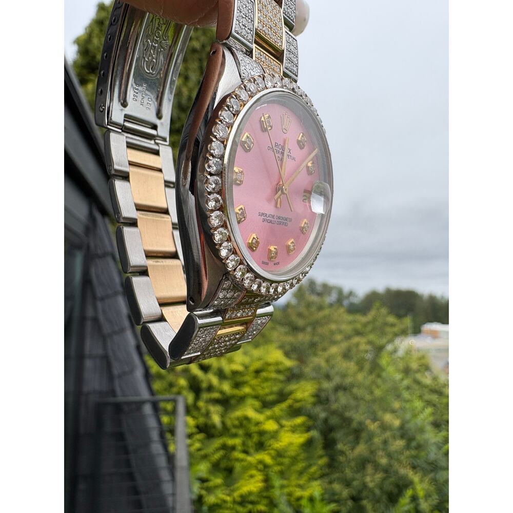 Authentic Rolex Oyster Perpetual Date 1500 34mm Buss Down Natural Diamond Watch - Picture 8 of 10
